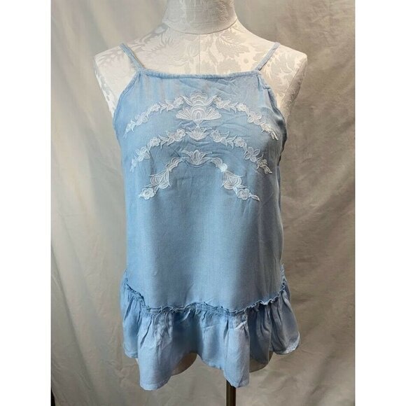 Sim & Sam Women's Medium NWT Blue Tank with Lace Applique Detail Beach Wash - Picture 1 of 9